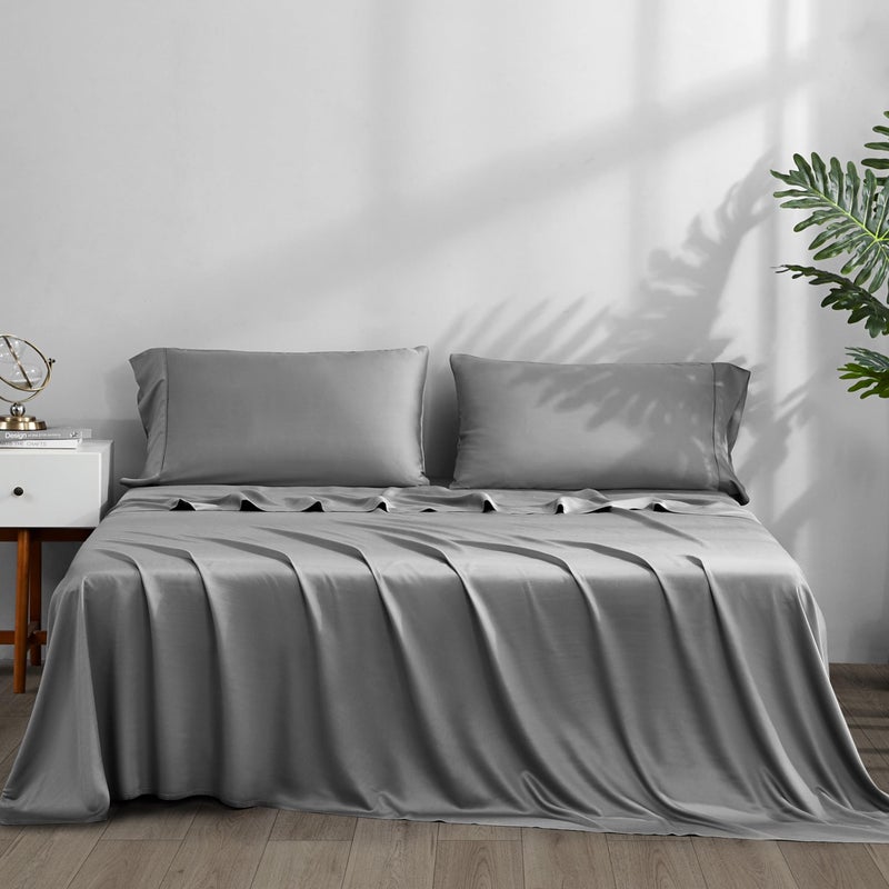 ACCURATEX Cooling Sheets Queen Size Grey - Viscose Made from Bamboo, Luxury Hotel Sheet Set for Queen Size Bed, Super Soft Breathable Bedding Sheets up to 16 inches Deep Pockect - Image 1